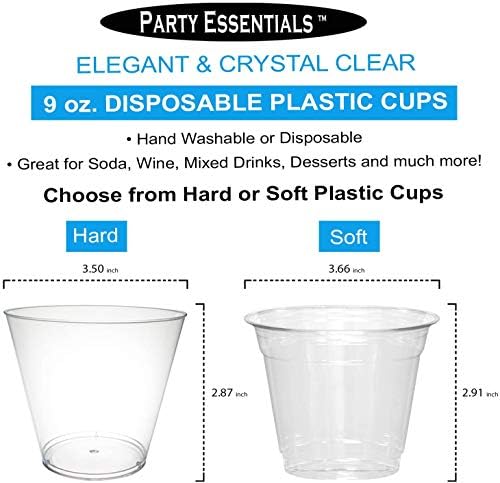 יסודות המפלגה כוסות אגרוף צד חד פעמיות 9 עוז | כוסות מיושנות | כוסות קוקטייל, 25 ספירה, ברור, פלסטיק